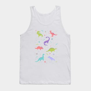 Space Dinosaurs on White Tank Top